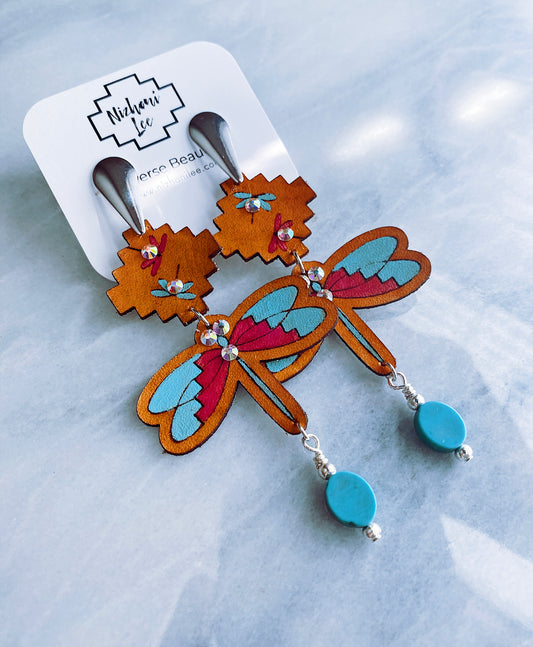 Leather Earring Dragonfly
